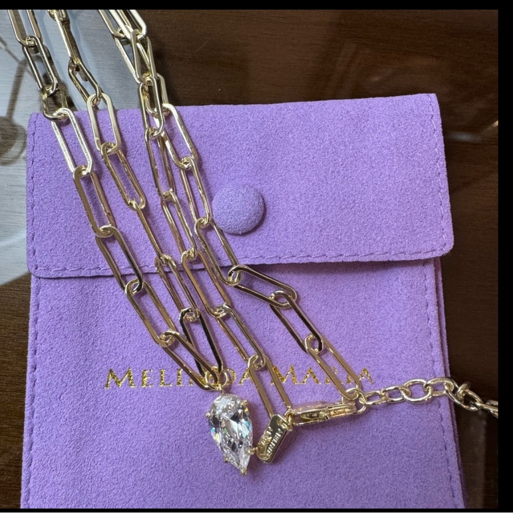 Melinda Maria Gold with Diamondette Pendant Necklace - Picture 6 of 12